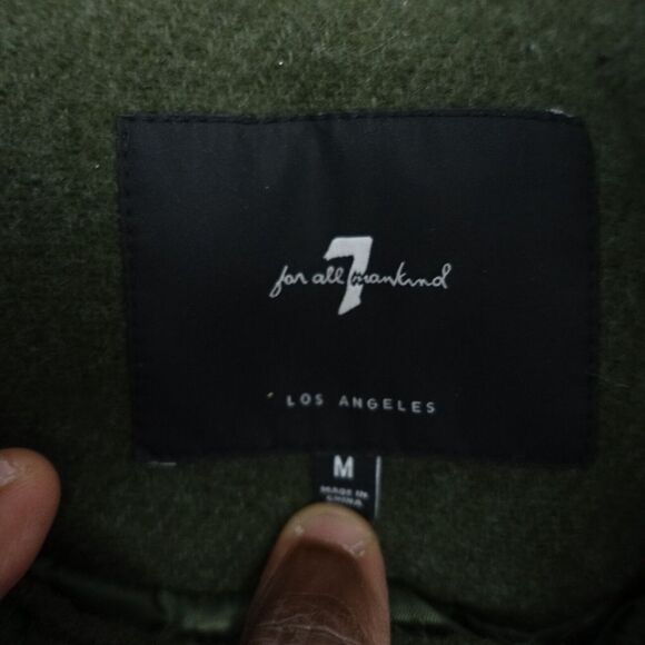 7 FOR ALL MANKIND Vest Women Green Long Moto Asymmetrical Zip Knit Vegan SZ M - Picture 4 of 7